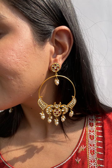 Golden and Red Chandbali