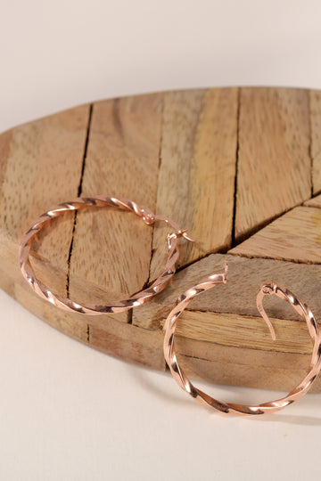 Eternal Swirl Rose Gold Hoop Earring