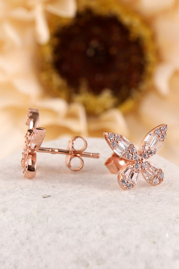 Rose Gold Butterfly Bling Earring
