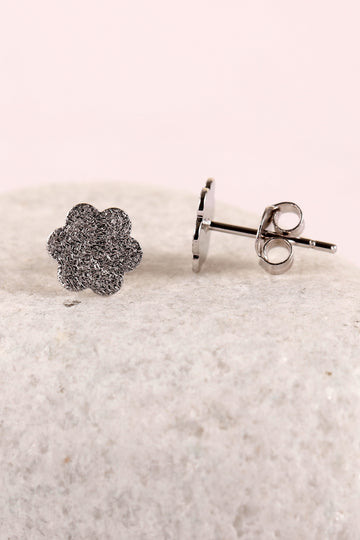 Frosted Flora Silver Earring