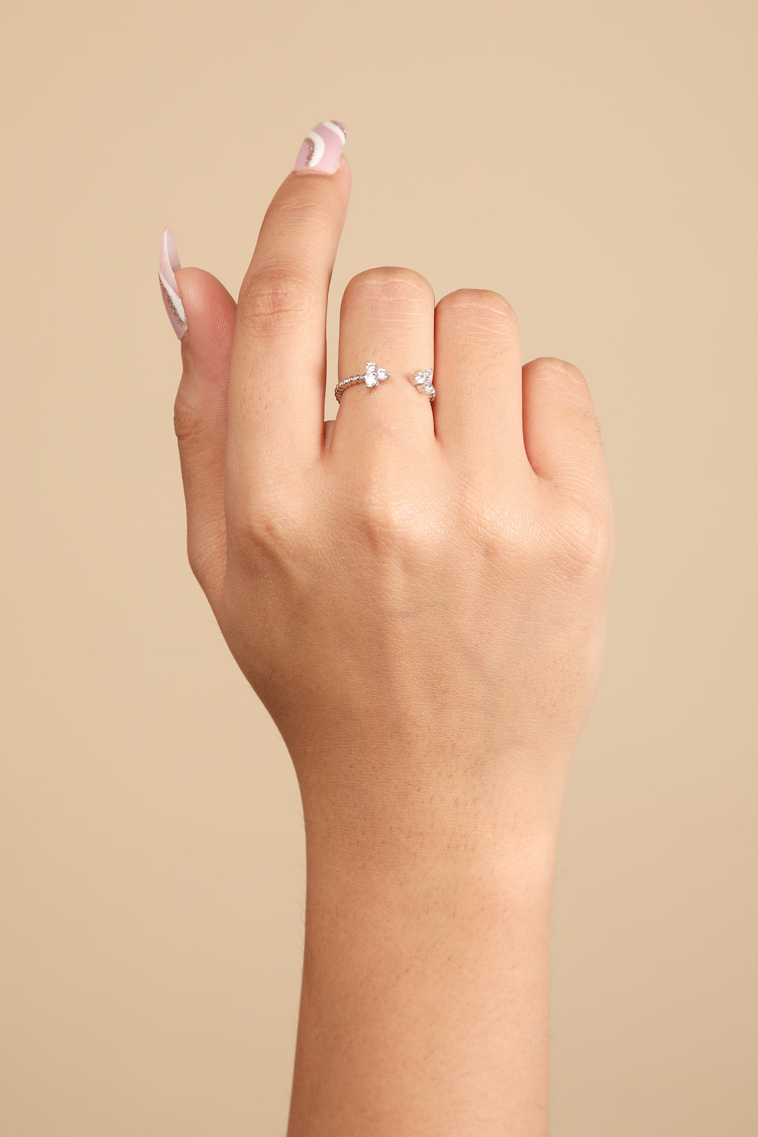 Coral Open Silver Ring