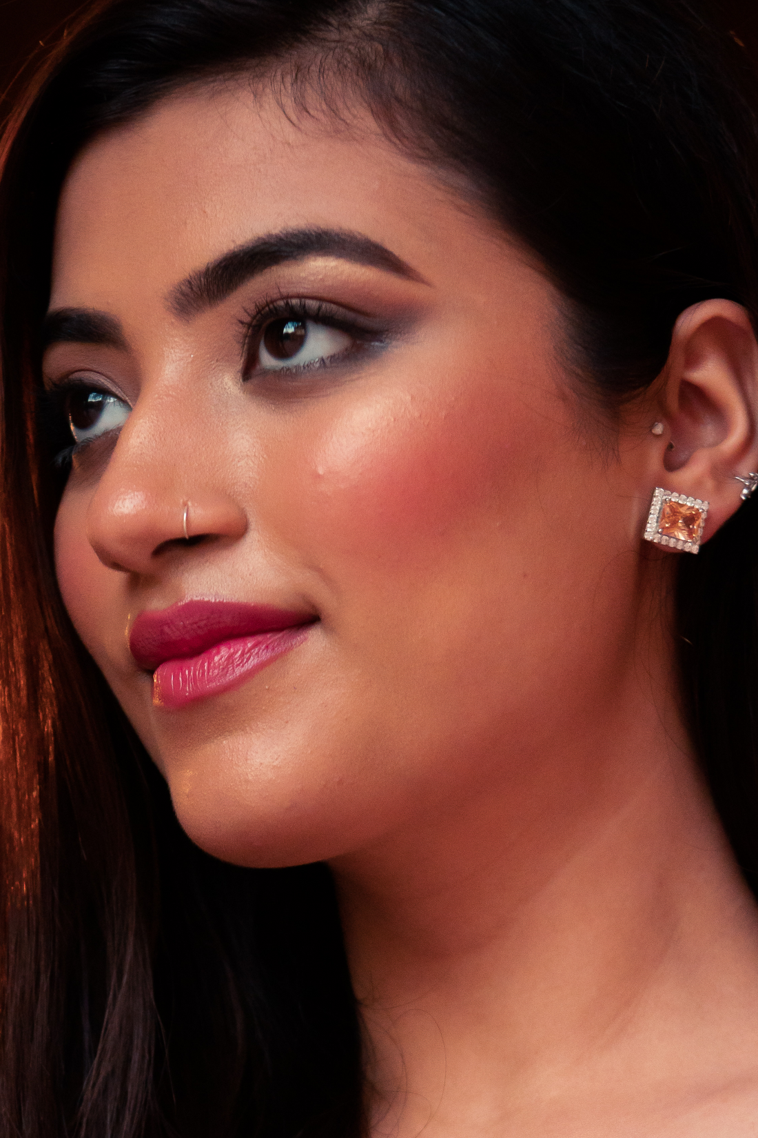 Champagne Emerald Cut Stud Earring