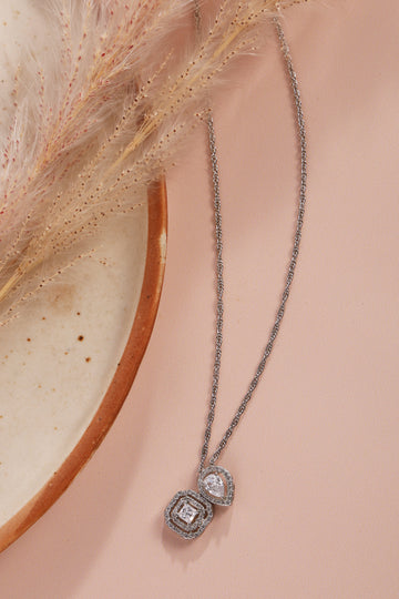 Pear and Princess Halo Pendant