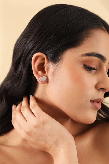 Rose Gold Love Heart Stud Earring