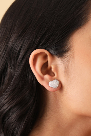 Silver Love Heart Stud Earring
