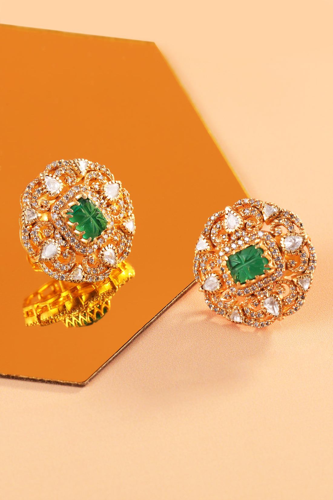 Green Polki Stud Earring