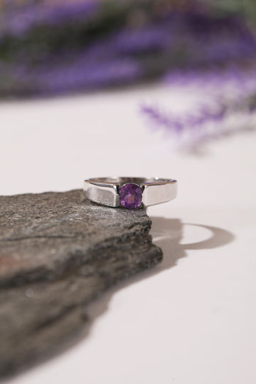 Amethyst Silver Men Band- Valentine Special