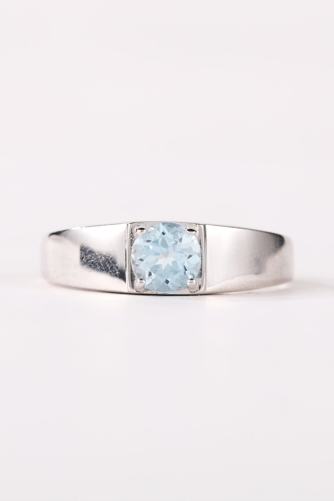 Blue Topaz Men Silver Closed Band- Valentine Special