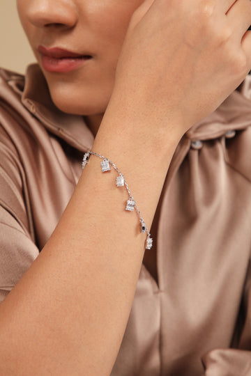 Diana Emerald Charms Silver Bracelet