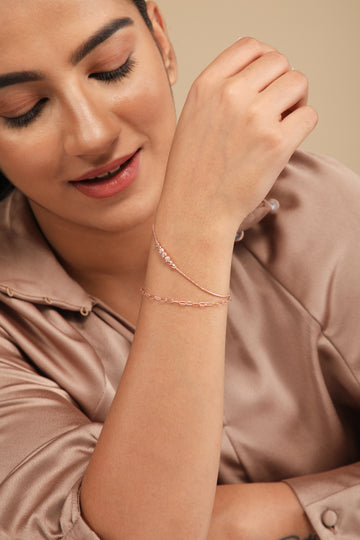 RoseGlow Stacking Silver Bracelet