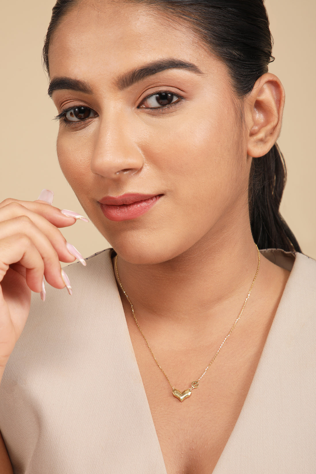Golden Classic Heart Pendant with chain