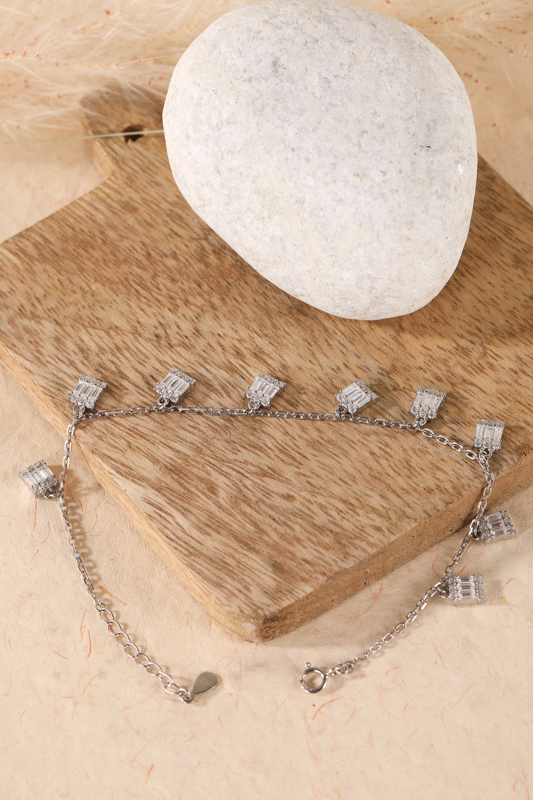 Diana Emerald Charms Silver Bracelet