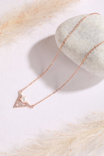 Rose Gold Pearl Prism Pendant