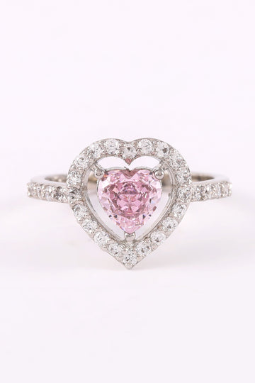 Pink Halo Heart Ring