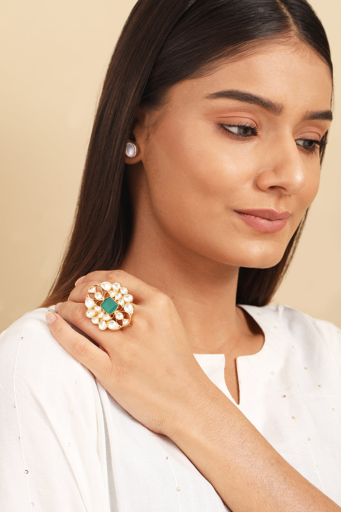 Navya Green Cocktail Ring