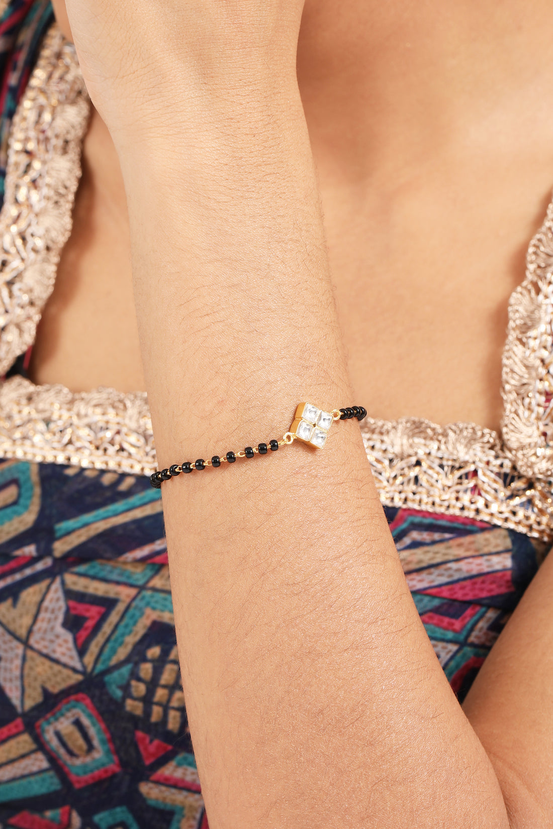 Silver Square Mangalsutra Bracelet