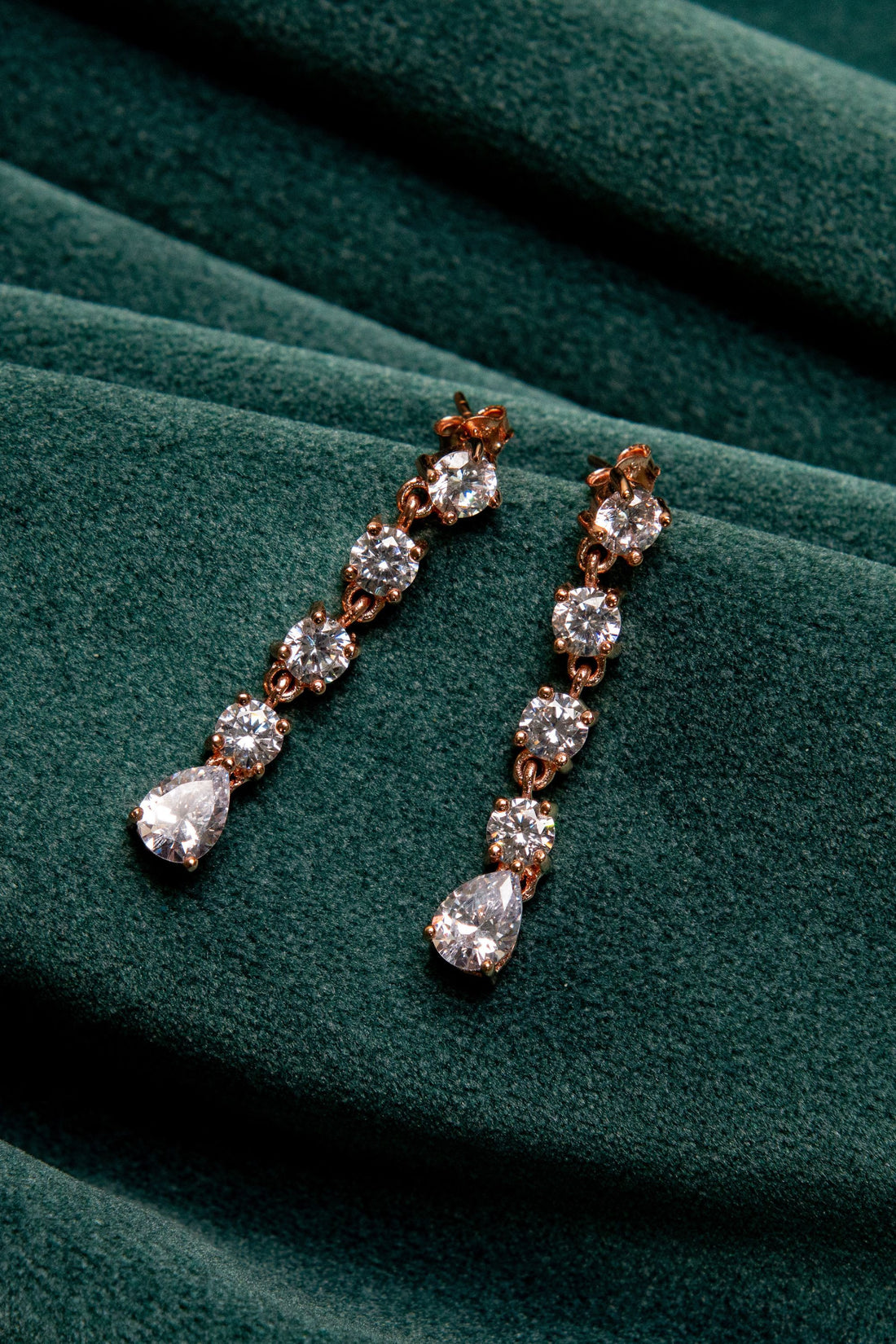 Rose Gold Crystal Linear Earring