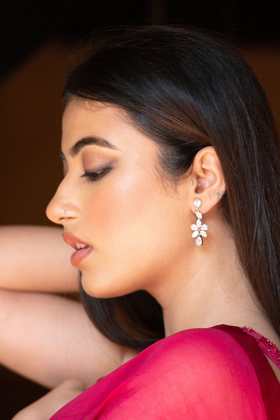 Rose Gold Blossom Drop Earring
