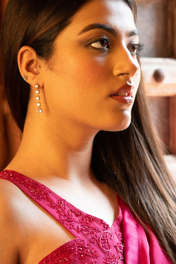 Rose Gold Crystal Linear Earring