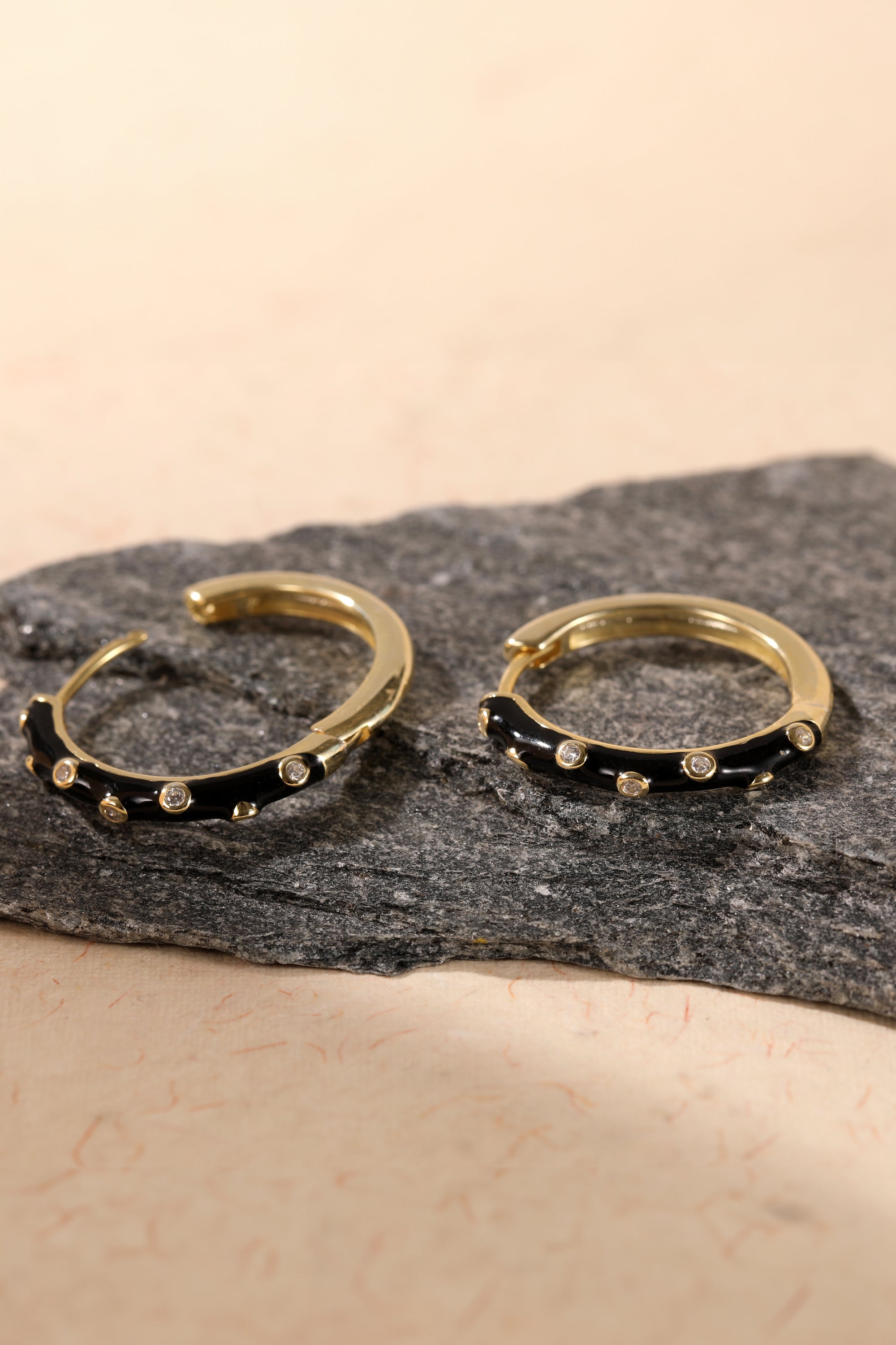Midnight Marvel Black and Gold Hoop Earring