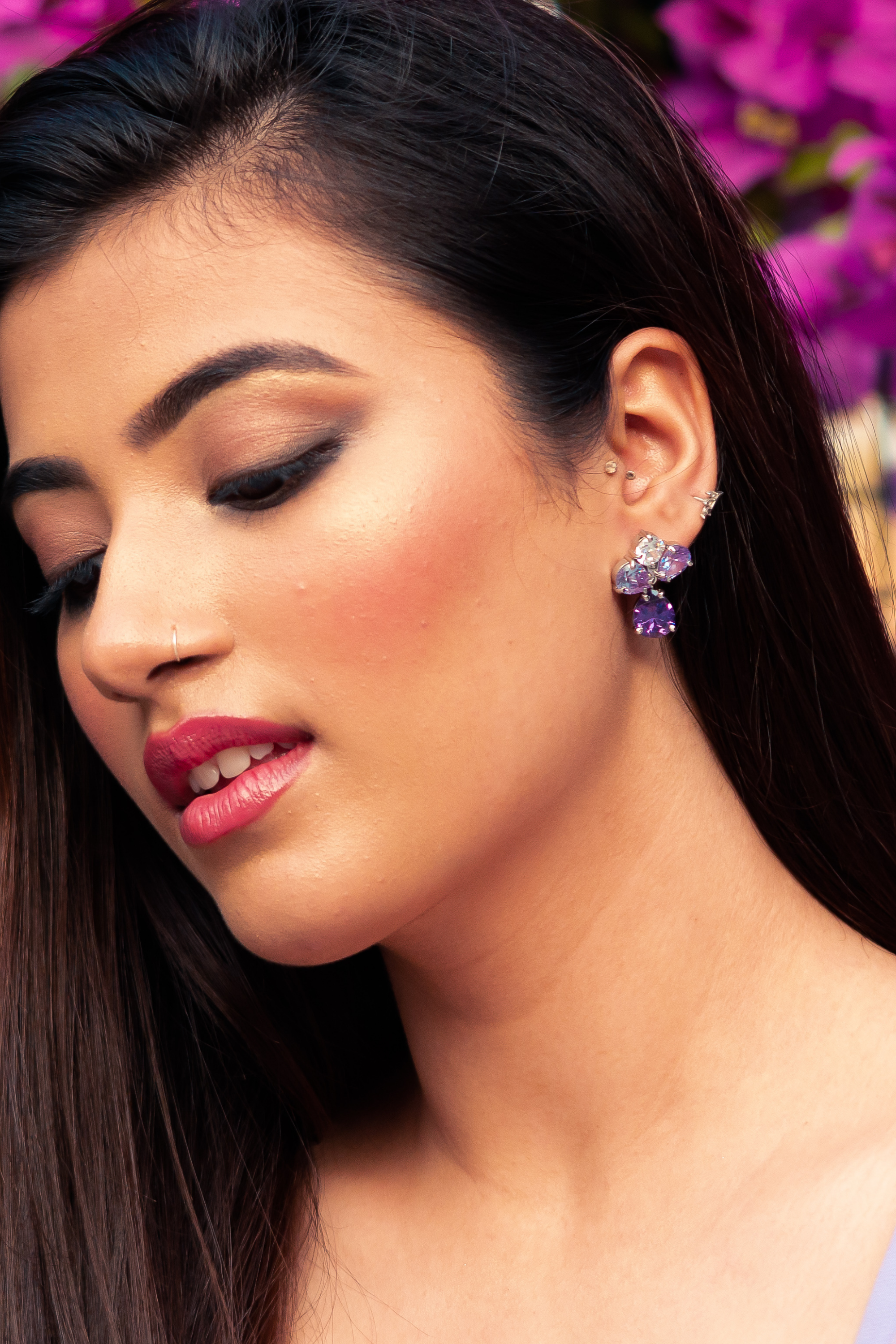 Purple Petal Earring