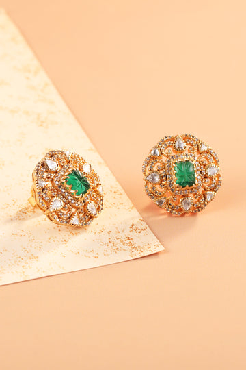 Green Polki Stud Earring