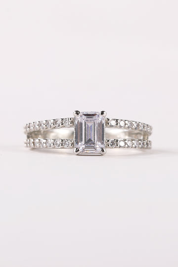 Shank and Split Emerald Cut Proposal Ring