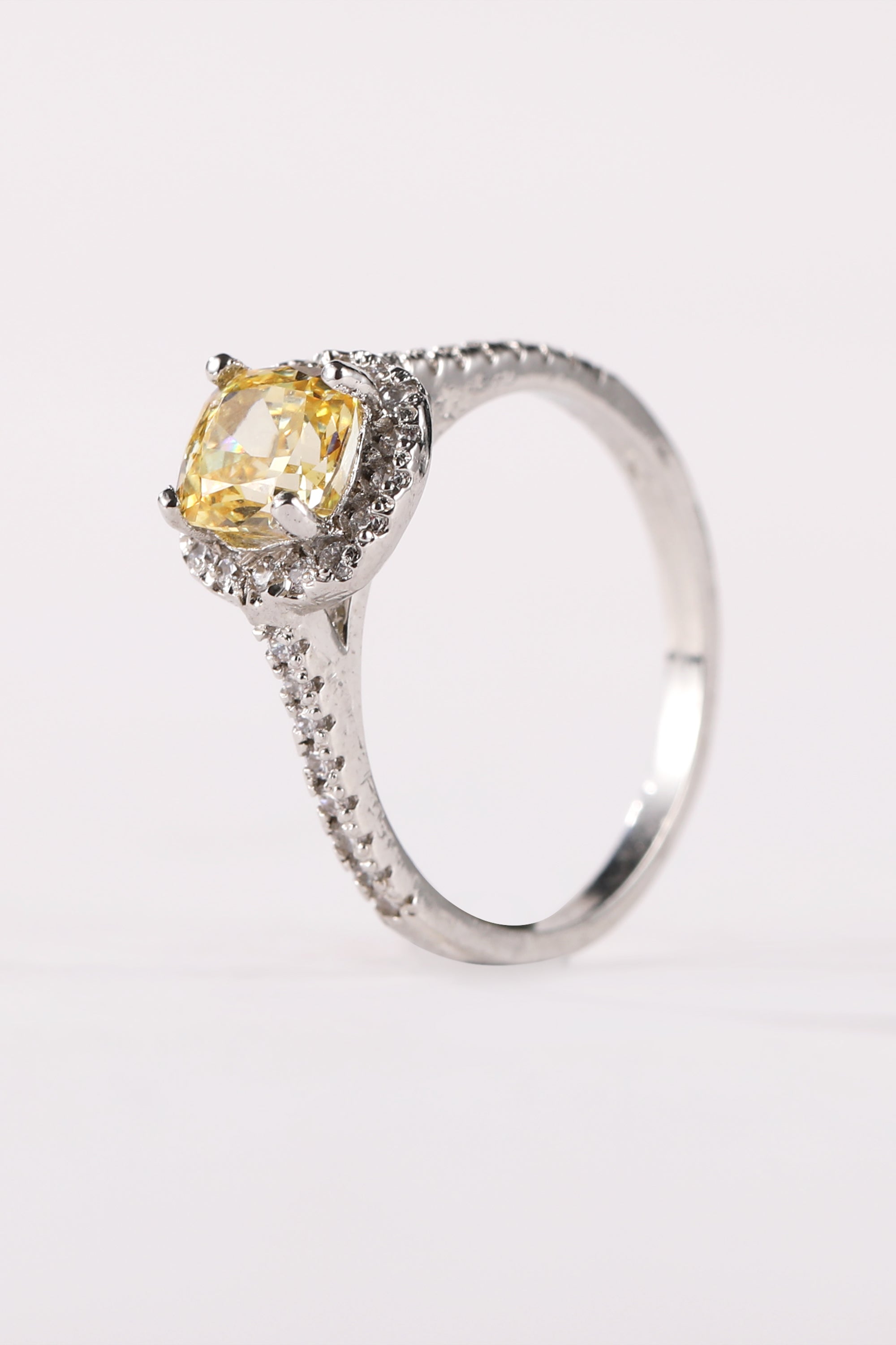 Paved Amber Crystal Proposal Ring