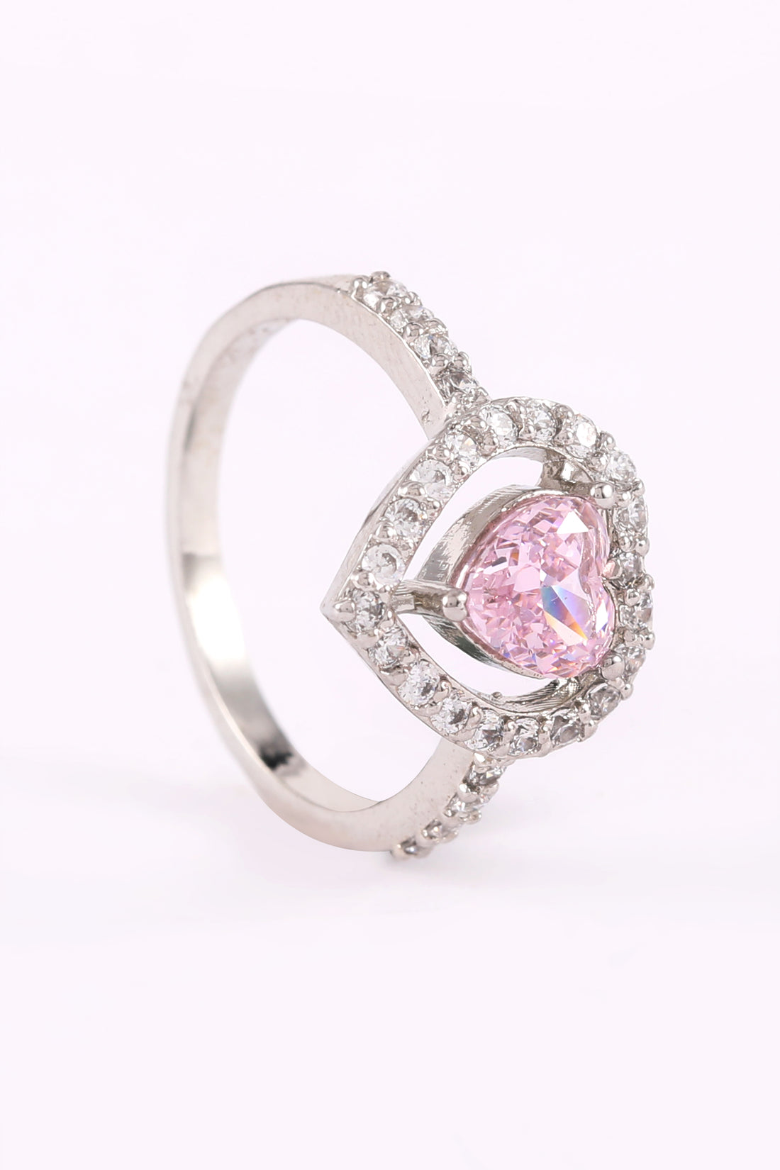 Pink Halo Heart Ring