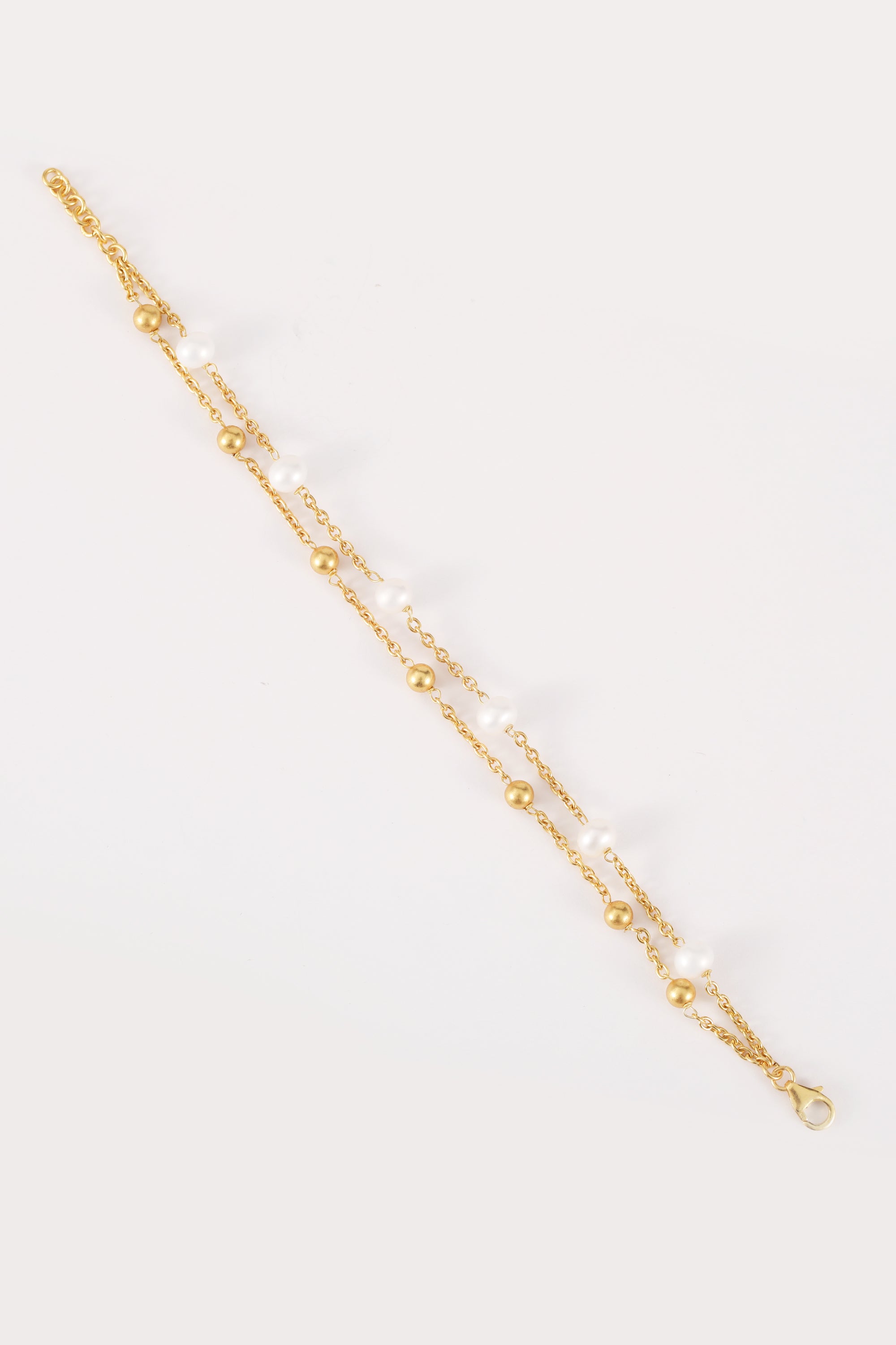 Sunrise Pearl Charm Gold Bracelet