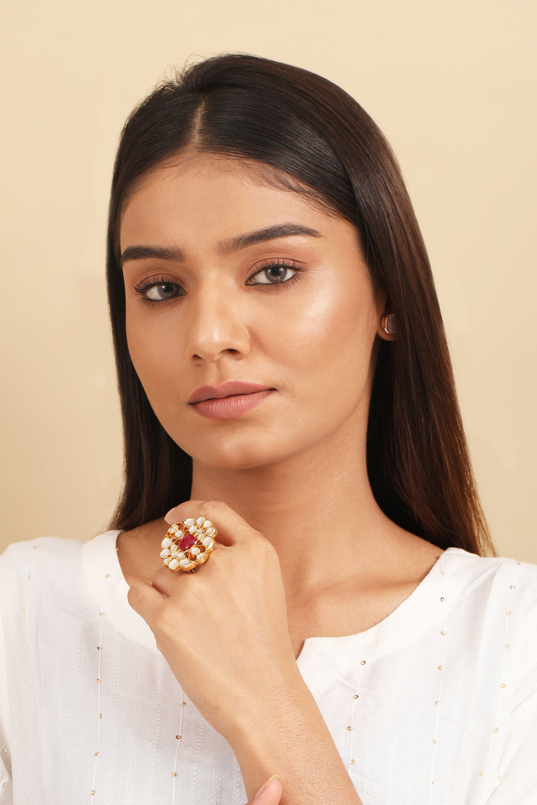 Navya Red Cocktail Ring