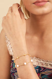 Sunrise Pearl Charm Gold Bracelet