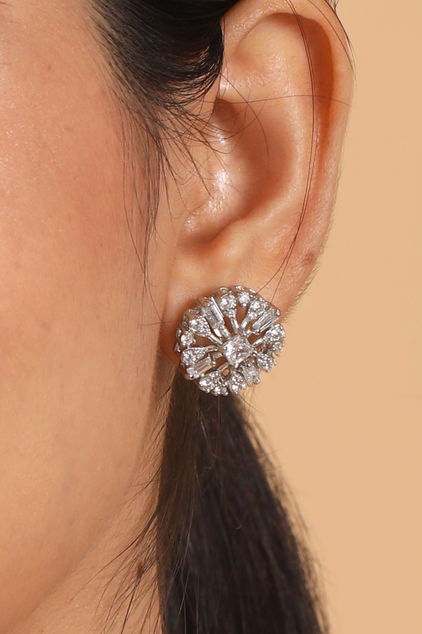 Moonlit Silver Stud Earring