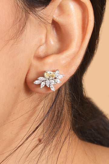 Zaria Amber Cocktail Silver Earring