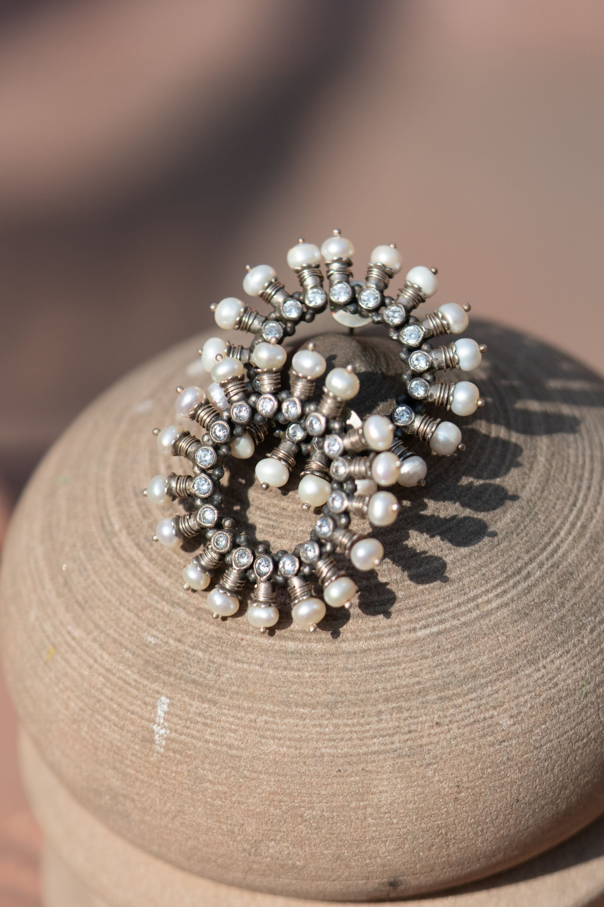 Saanjh- Round Silver Earring
