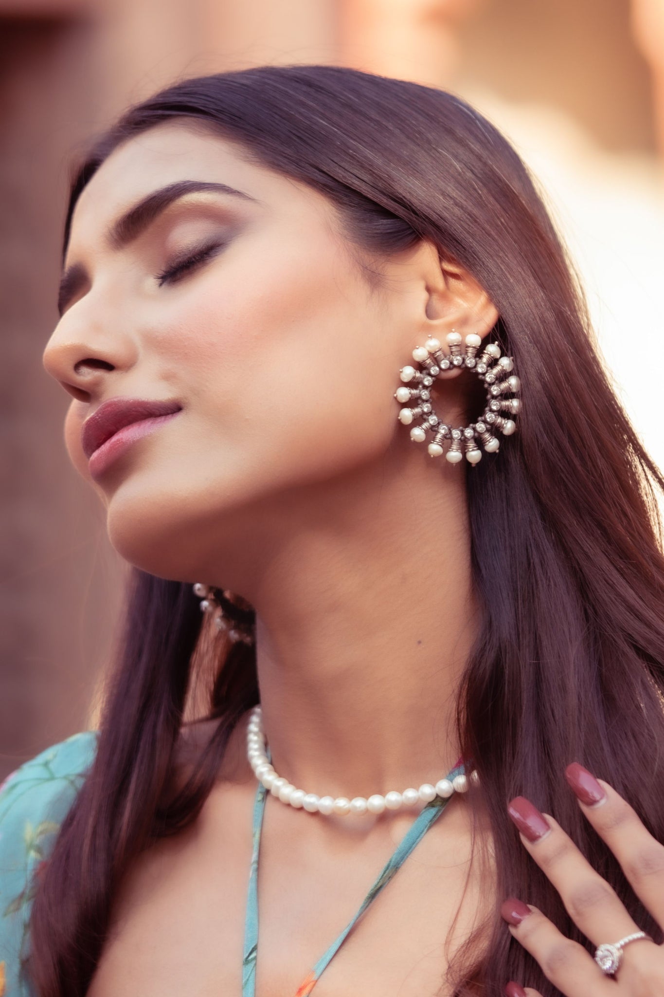 Saanjh- Round Silver Earring